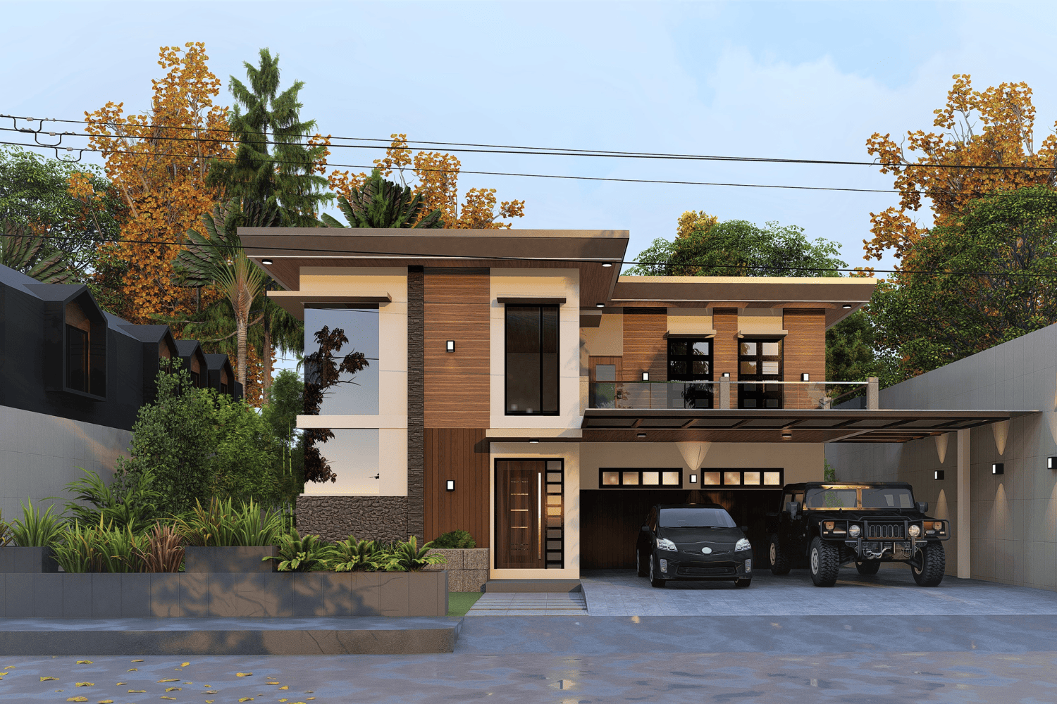 casa café de dos plantas residencial con estacionamiento, ambiente cómodo y natural